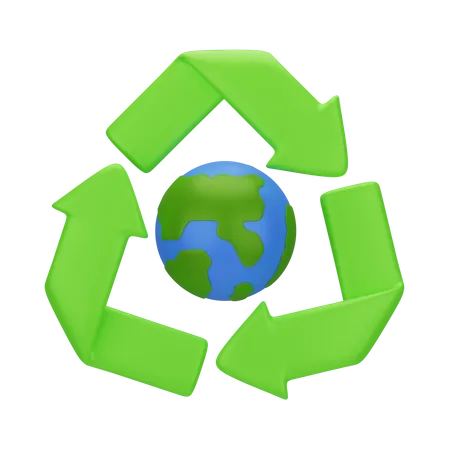 Recycle World 3 D Go Green 3D Icon