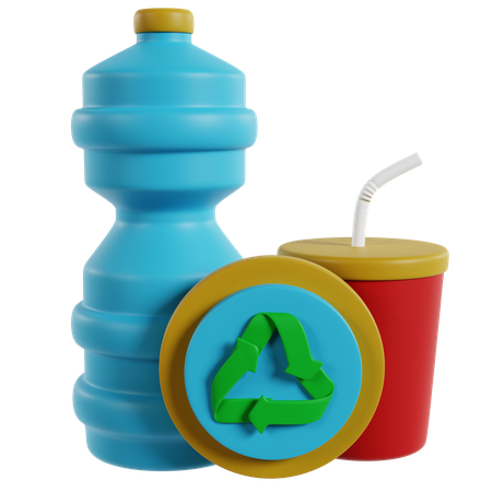 Recycling Plastic Bottles And Cups  3D Icon