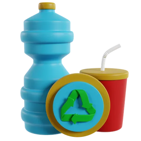 Recycling Plastic Bottles And Cups  3D Icon