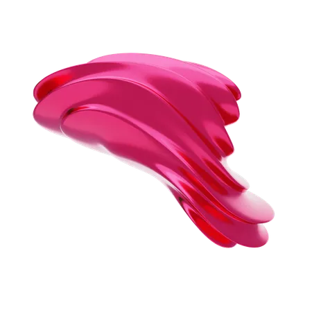 Red Abstract Metalic Wavy And Bending Shape  3D Icon