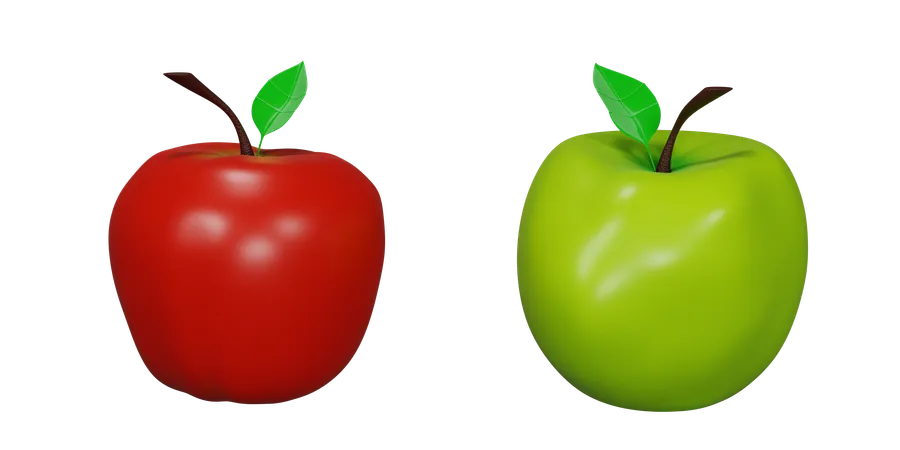 Red and Green Apple  3D Icon