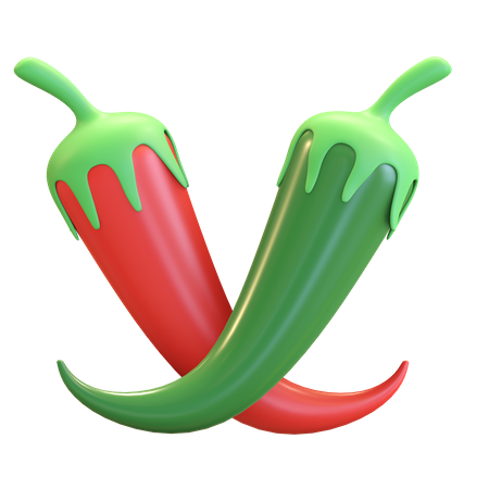 Red and Green chili  3D Illustration