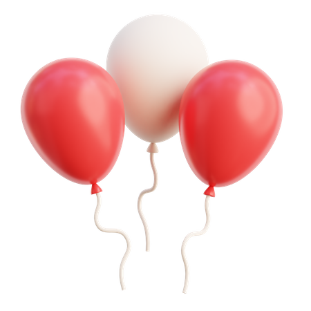 Red And White Balloon  3D Icon