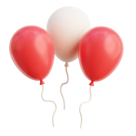 Red And White Balloon  3D Icon