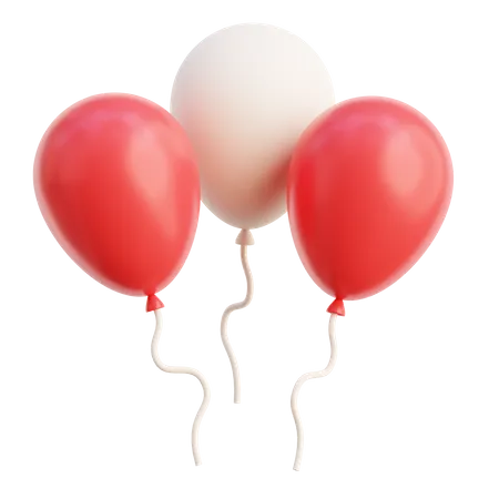 Red And White Balloon 3D Icon
