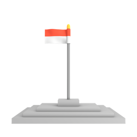 Red And White Flagpole  3D Icon