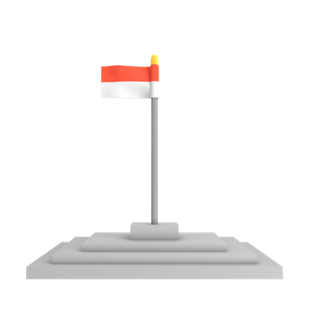 Red And White Flagpole  3D Illustration