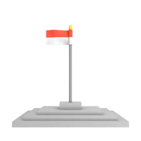 Red And White Flagpole  3D Illustration