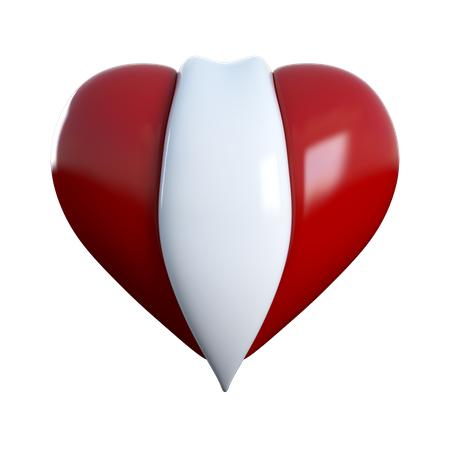 Red and White Heart  3D Icon