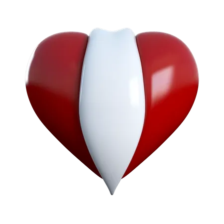 Red and White Heart  3D Icon