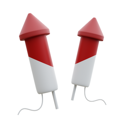 Red And White Stripe Firework  3D Icon