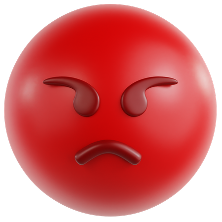 Red Angry Face  3D Icon