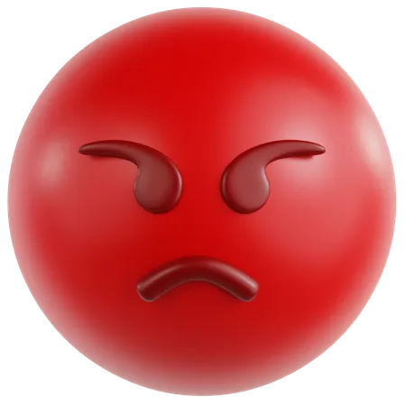 Red Angry Face  3D Icon