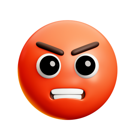 Red Angry Face With Biting Teeth  3D Icon