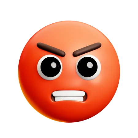 Red Angry Face With Biting Teeth  3D Icon