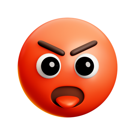 Red Angry Face With Open Mouth  3D Icon