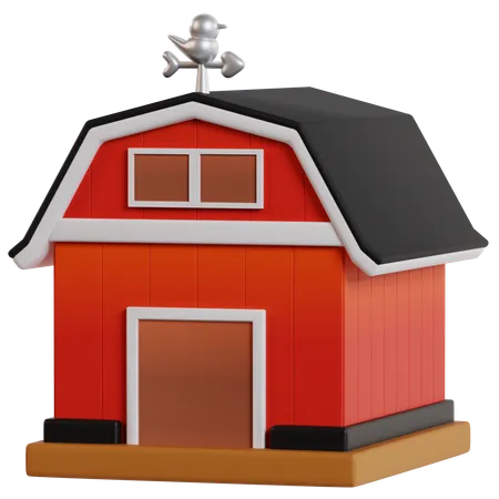 Red Barn In Agriculture  3D Icon