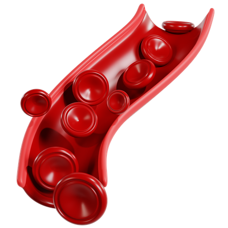 Red Blood Cells in Blood Vessel  3D Icon