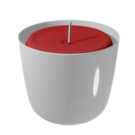 Red Candle In White Holder  3D Icon