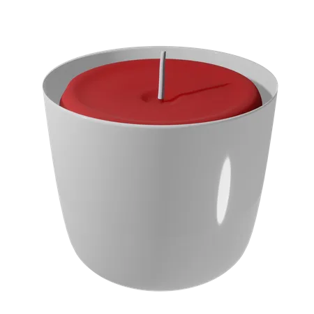 Red Candle In White Holder  3D Icon