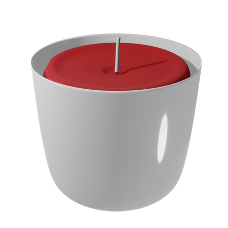 Red Candle In White Holder  3D Icon