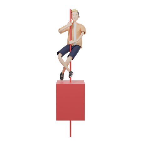 Red Candlestick  3D Illustration