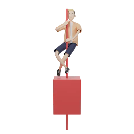 Red Candlestick  3D Illustration