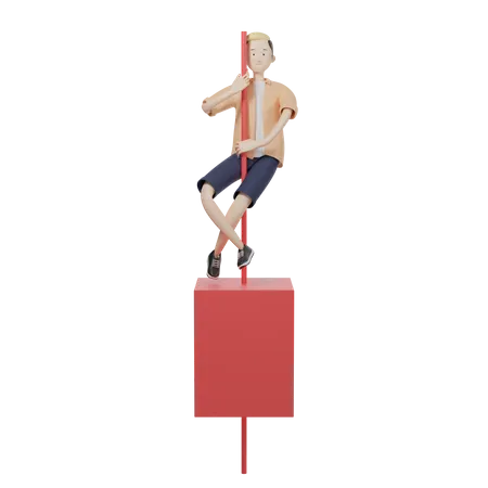 Red Candlestick 3D Illustration