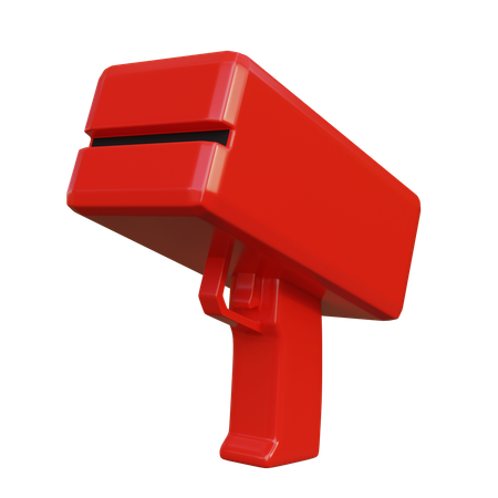 Red color Money Gun  3D Icon