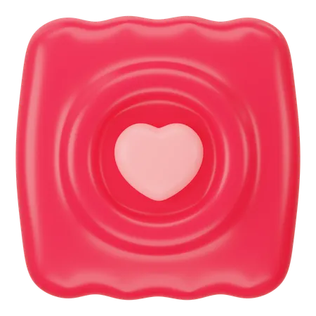 Red Condom With Pink Heart 3 D Icon Rendering 3D Icon