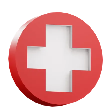 3 D Red Cross Icon Illustration With Transparetnt Background 3D Icon