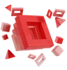 Red Cube Abstract Geometric