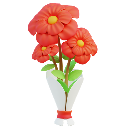 Red Echinacea Flowers  3D Icon