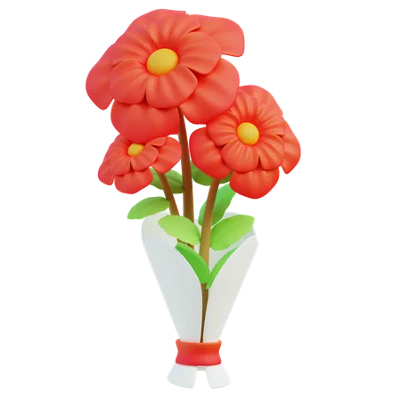 Red Echinacea Flowers  3D Icon