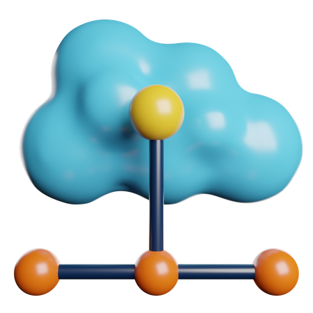 Red en la nube  3D Icon