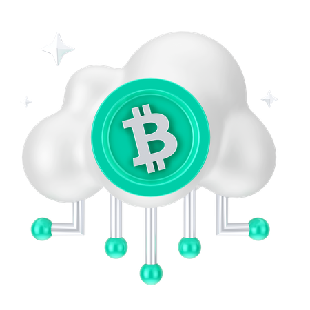 Red de nube bitcoin  3D Icon