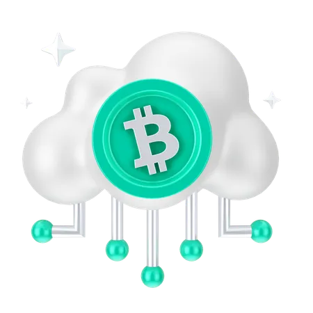 Red de nube bitcoin  3D Icon