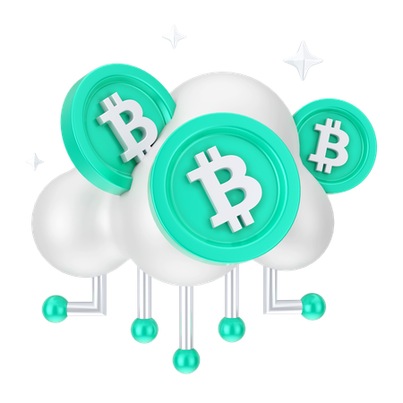 Red de nube bitcoin  3D Icon