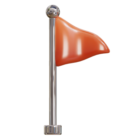 Red Flag Pole  3D Icon