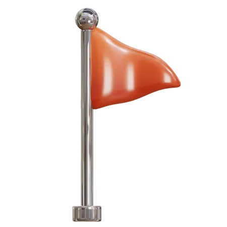 Red Flag Pole  3D Icon