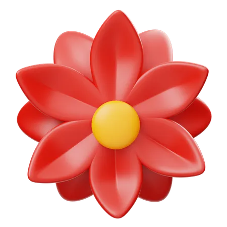Red Flower  3D Icon