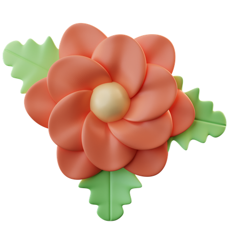 Red Flower  3D Icon