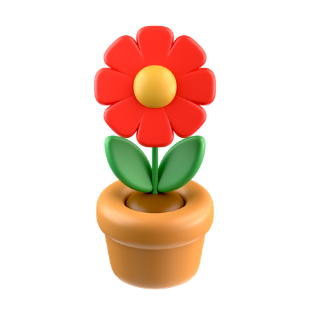 Red Flower  3D Icon