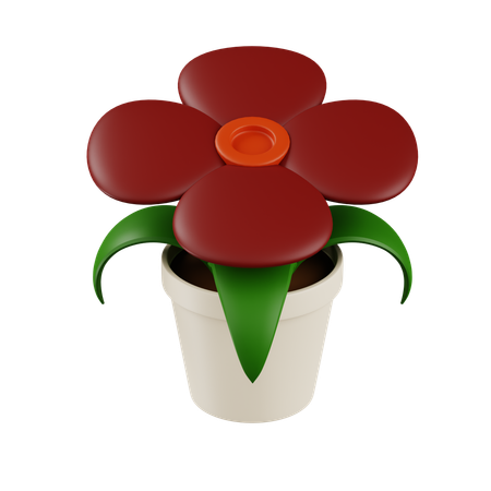 Red Flower Plant  3D Icon