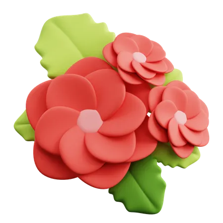 Red Flowers  3D Icon