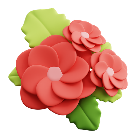Red Flowers  3D Icon