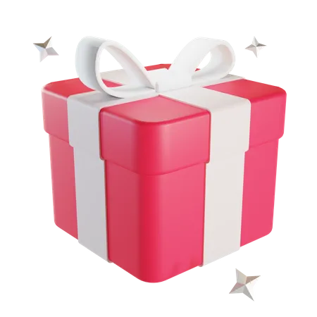 Red Gift Box With White Ribbon 3D Illustration