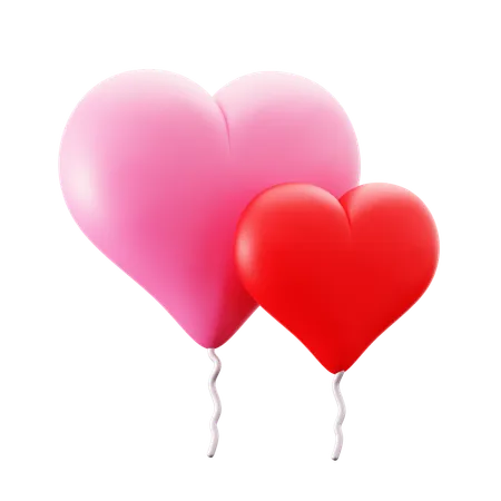 Big And Small Hearth Shaped Balloons For Wedding Valentines Day Romantic Love Event 3 D Icon Illustration Design 3D Icon