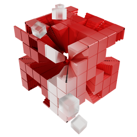Red Interwoven Spheres Abstract Geometric  3D Icon