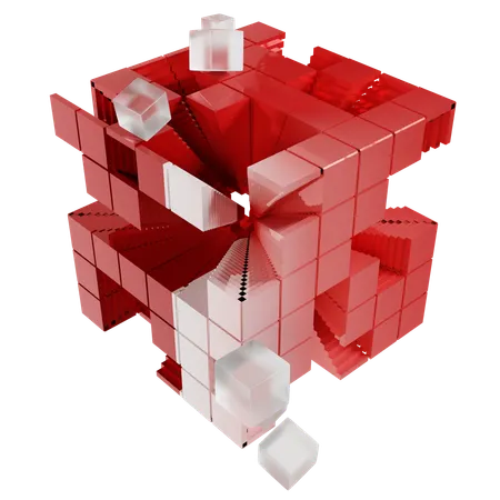 Red Interwoven Spheres Abstract Geometric  3D Icon